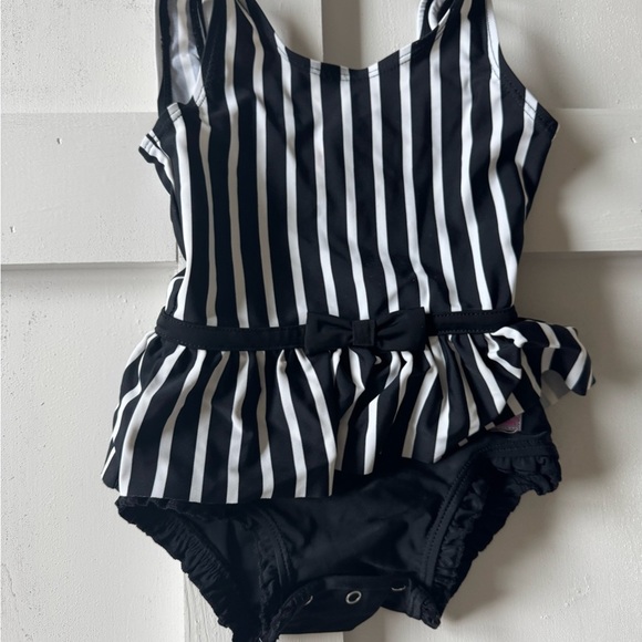 Ruffle Butts Black and White One Piece Swimsuit with Ruffled Skirt - Picture 1 of 2